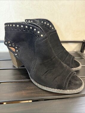 Sonoma Black Suede Open-Toe Studded Mules